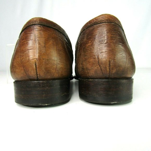 Allen Edmonds Brindisi Embossed Croc Brown Exotic Loafers Dress Shoes Men\'s 9.5 main image 3